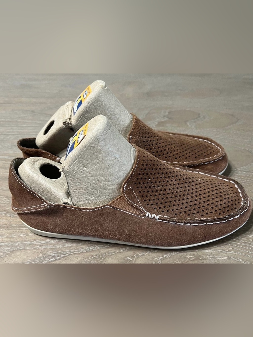OluKai Nohea Perf Slip On Loafers BLUE & BROWN size 7 LOT - Picture 8 of 14